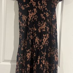 A new day Black and Orange Floral long Midi Dress
