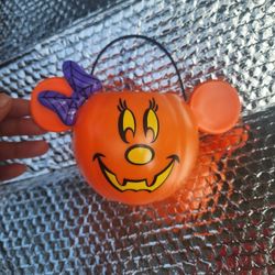 Small Tiny Disney Minnie Mouse Pumpkin Halloween Candy Bucket Fall 