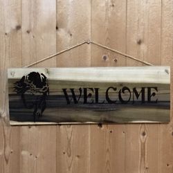 Jesus Welcome Porch Hand Burned Wood Sign
