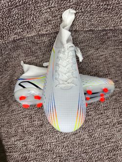 White Soccer Cleats with Multicolor Detail