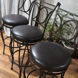 Dark Brown Leather Counter Height Accent Bar Stool Furniture (Set of 3 chairs) 100$ for all
