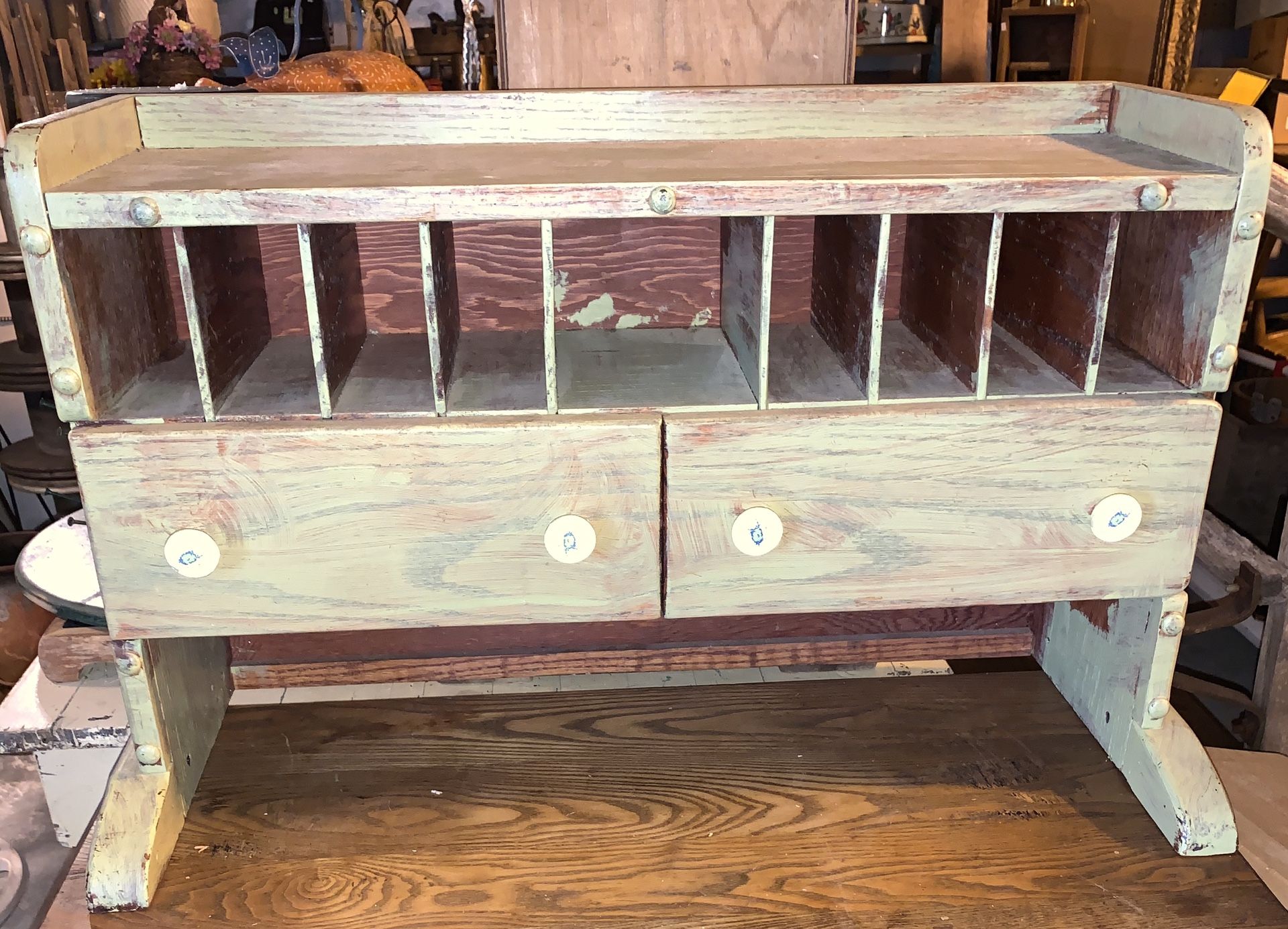 Oak Table Top Desk Organizer / Dovetail Drawers