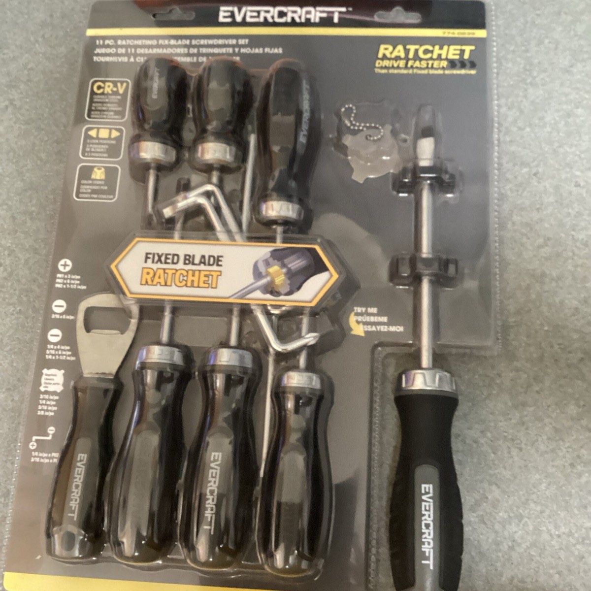 Evercraft Fixed Blade Ratchet 11 Piece Screwdriver Set Tool Auto Car Mechanic