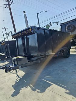SUPER HEAVY DUTY 16FT X8 WIDE NO FENDERS MORE ROOM CHANEL FRAME 8" SCISSORS HOIST 12 TON,18PLY TIRES,SET RAMPS,8000 LBS AXLES,TOOL,BOX,SPARE TIRE,LED 