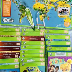 Lot Of 23 LeapFrog Tag Reader Books/ TAG reader pen & Interactive Map