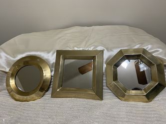 Vintage set of 3 bronze frame mirror