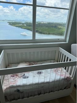 White Acrylic Babyletto crib 3 in 1