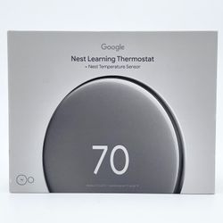 New Google Smart Thermostat + Temperature Sensor Charcoal G5AJK, GJQ8U