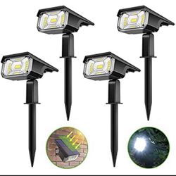 4Pcs Solar Outdoor Lights, Solar Lights Outdoor Waterproof IP68, 700LM Solar Spot Lights Outdoor, Auto On/Off