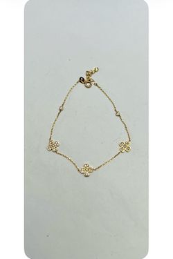 10K Solid Gold Bracelet For Wedding CUBIC ZIRCONIUM STONES 7.5 Inches Long