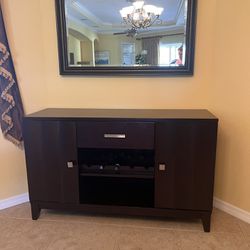 Bar Storage Console With Matching Mirror 