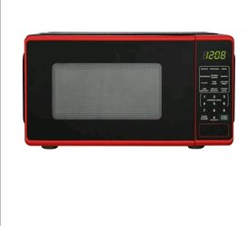 Mainstays 0.7 Cu ft Countertop Microwave Oven, 700 Watts, Red