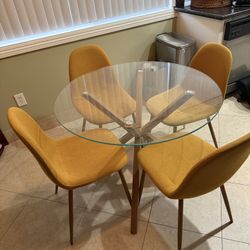 4 Person Glass Round Dining Set. 