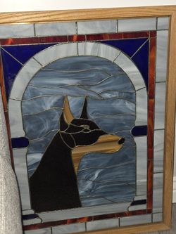 Large Doberman Stained Glass