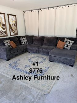 U shape Ashley sectional w chaise Smoke gray color🛻Delivery Available 🛻