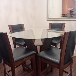 Glass Top Dining Table with 4 Chairs