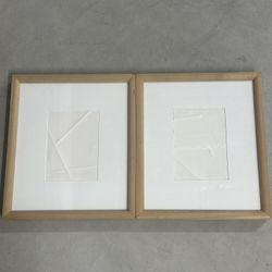 Minimalist Blind Embossed Art Prints – Set of 2, Modern Textured White Artwork, Framed