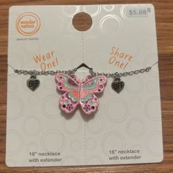 Megnetic butterfly BFF best friend forever necklace 