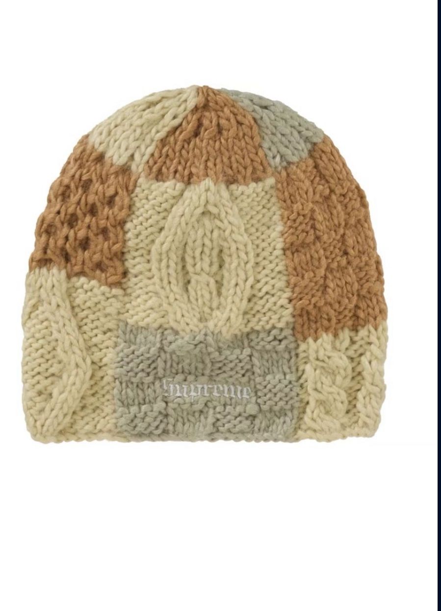 Supreme block Knit beanie ( Tan )