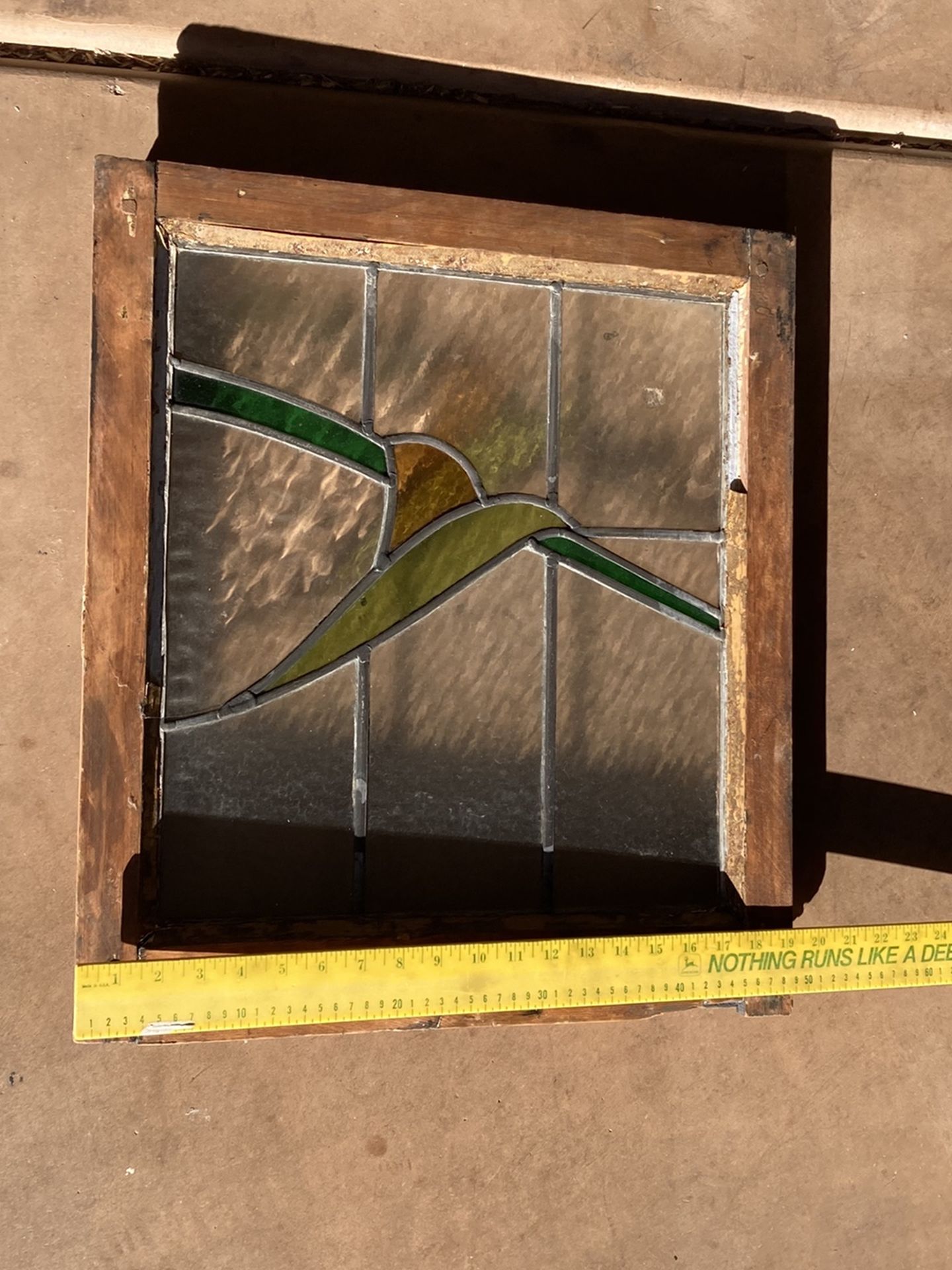 Vintage antique old stained glass window pane decor 