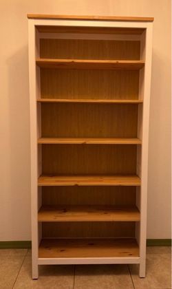 HEMNES Bookcase, white stain/light brown