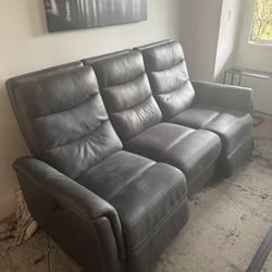 Grey Sofa - Power Reclining Couch 