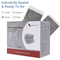 Disposable Face Masks 3-Ply Individually Wrapped for Home, School, Office and Outdoors (100 PCS,Gray)