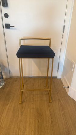 Kitchen Bar Stools Set of 4 blue and white and gold metal