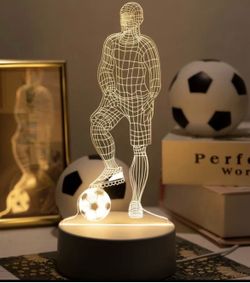 LED 3D Football Table Lamp 3D Football-Themed Creative Night Light Decorative
