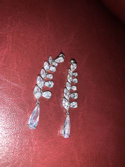 silver earrings and choker”