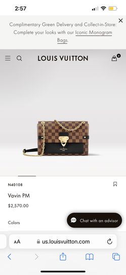 LV Louis Vuitton Vavin Damier Ebene Canvas and Black Leather Handbag PM  N40108