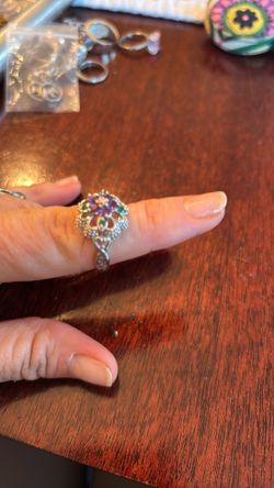 Sterling silver amythyst and emerald ring sz 8