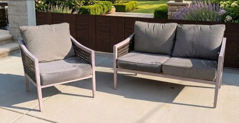 Broyhill Outdoor Patio Set – Loveseat & Club Chair (Aluminum / Wicker)