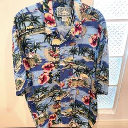 Hana Bay Island Style Hawaiian Shirt XL, 100% Rayon
