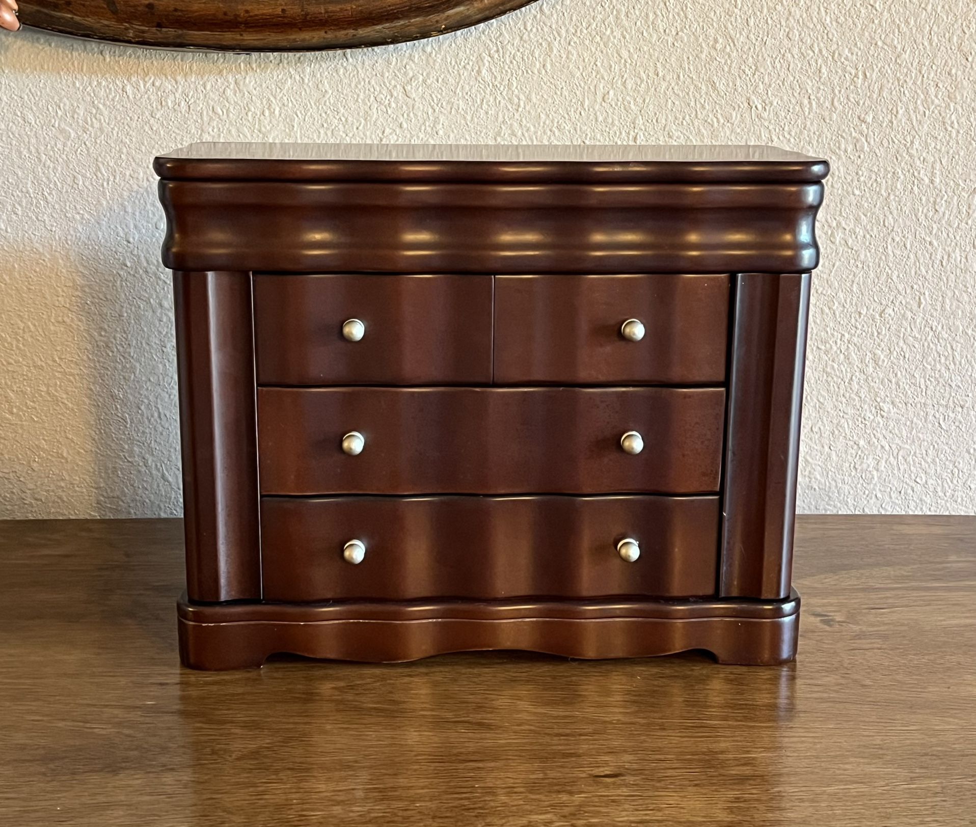 Really Nice Wavy Front Solid Wood Jewelry Box