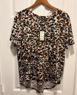 Brand New Jules & Leopold Leopard Print Short Sleeve Top women’s size XL NWT