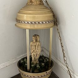 Vintage 70's Hanging Mineral Oil Rain Lamp W/3 Gold Goddess Statue Mint for Sale in...