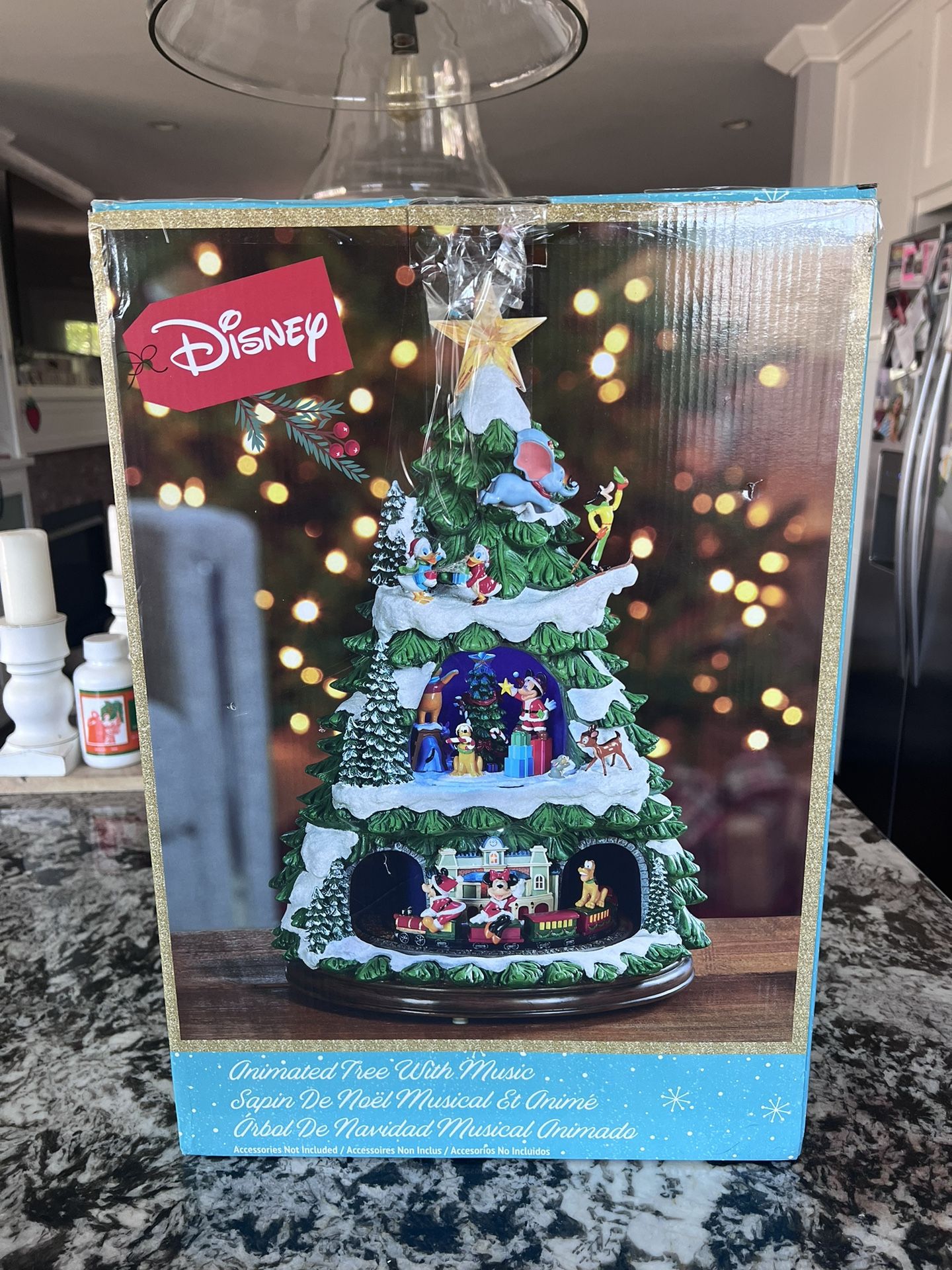 Disney Animated Christmas Holiday Tree with Music Train Mickey Pooh Donald Dumbo