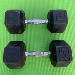 Pair Of 25 Pound Rubberized Dumbbells 