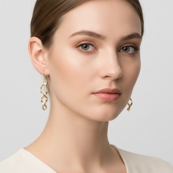 14K Yellow Gold Hollow Spiral Dangle Earrings