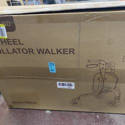 3 Wheel Walkers for Seniors, FSA/HSA Eligible Foldable Wheeled Rollator with Cane Hold and Cup Hold, Lightweight Three Wheel Rolling Walker Height Adj