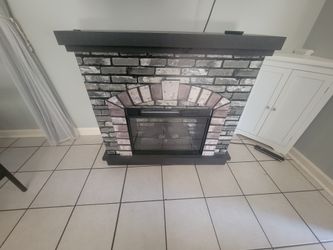 **42" Farmhouse Electric Fireplace with Mantel & Remote – $150 OBO**