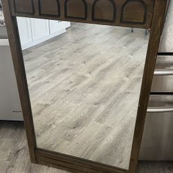 28” X 46” Antique Wood Frame Mirror 