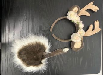 Deer Antler Headband and Faux Fur Tail