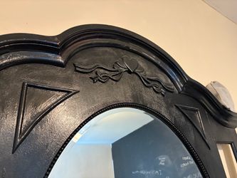 Large Black 9-Drawer Dresser with Ornate Mirror – $150 OBO