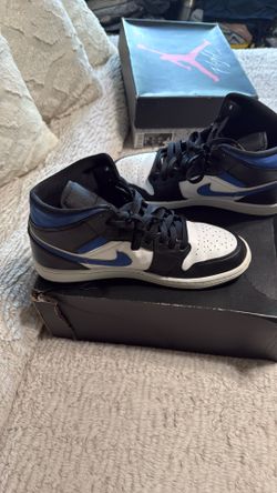 Jordan 1 blue, black, and white