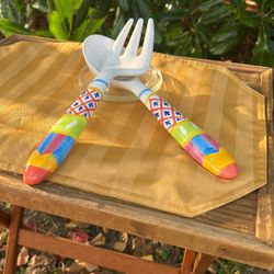 Bella Casa Salad Servers Ceramic