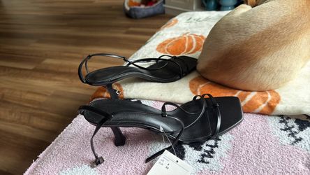 Black Strappy Heeled Sandals Size 8 H&M