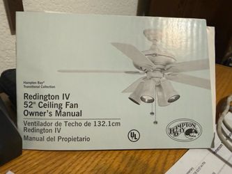 Hampton Bay Redington IV 52” Ceiling Fan w/ Remote