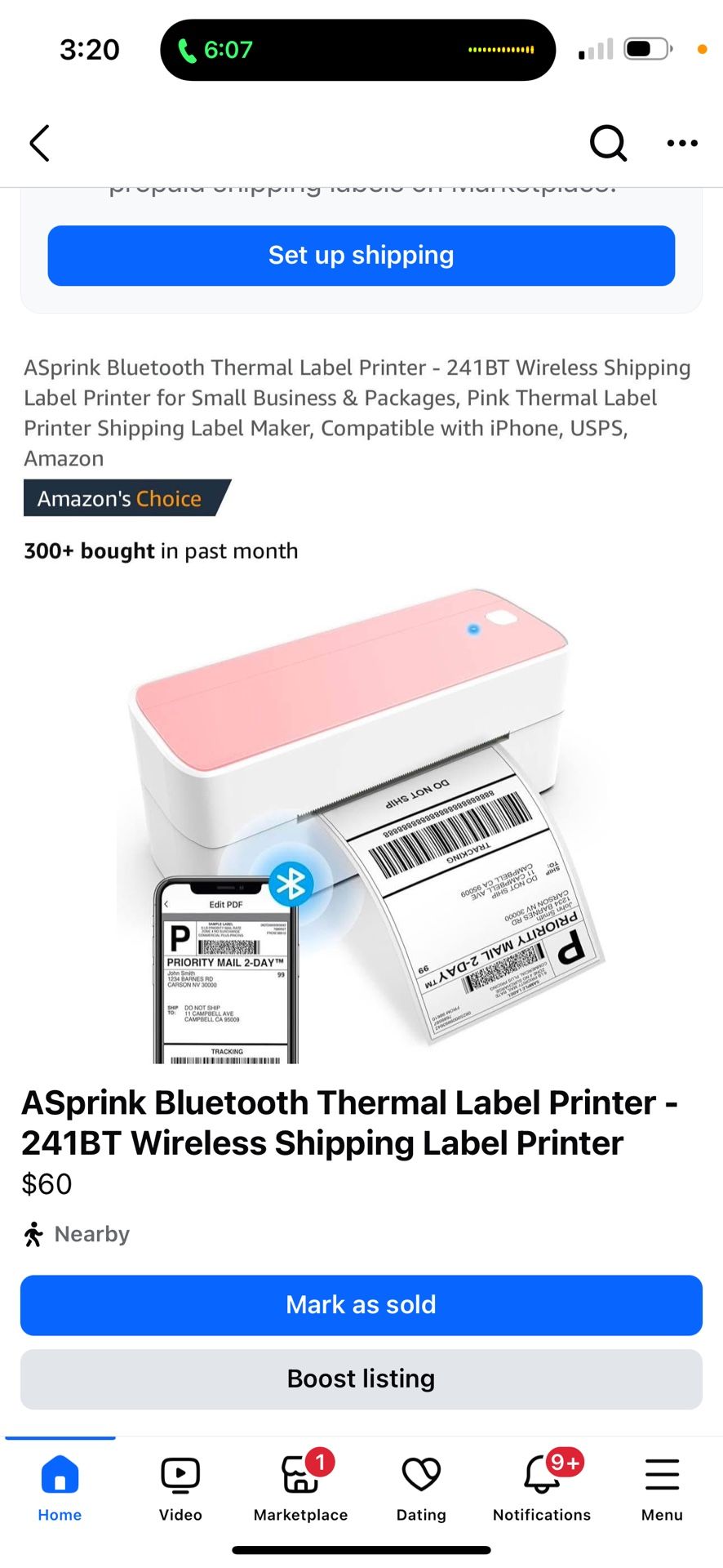 ASprink Bluetooth Thermal Label Printer - 241BT Wireless Shipping Label Printer for Small Business & Packages, Pink Thermal Label Printer Shipping Lab